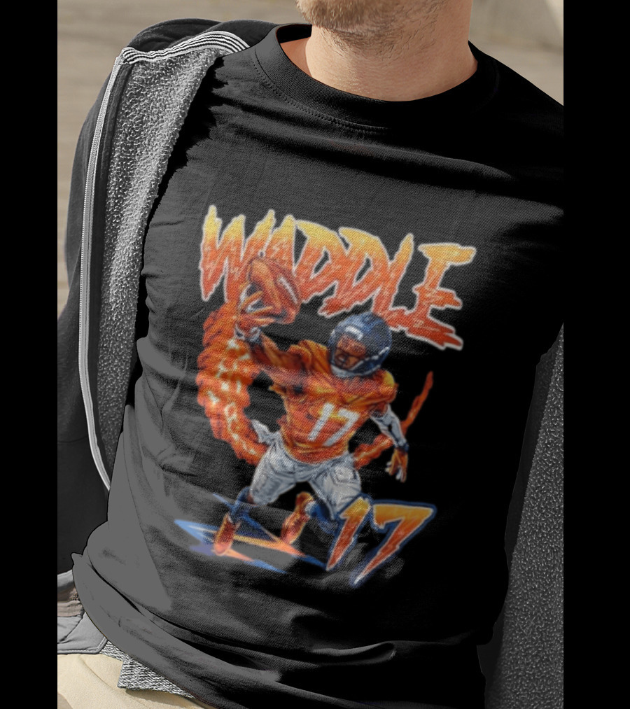 Waddle 17 Football Catch Orange And Blue Player T-Shirt