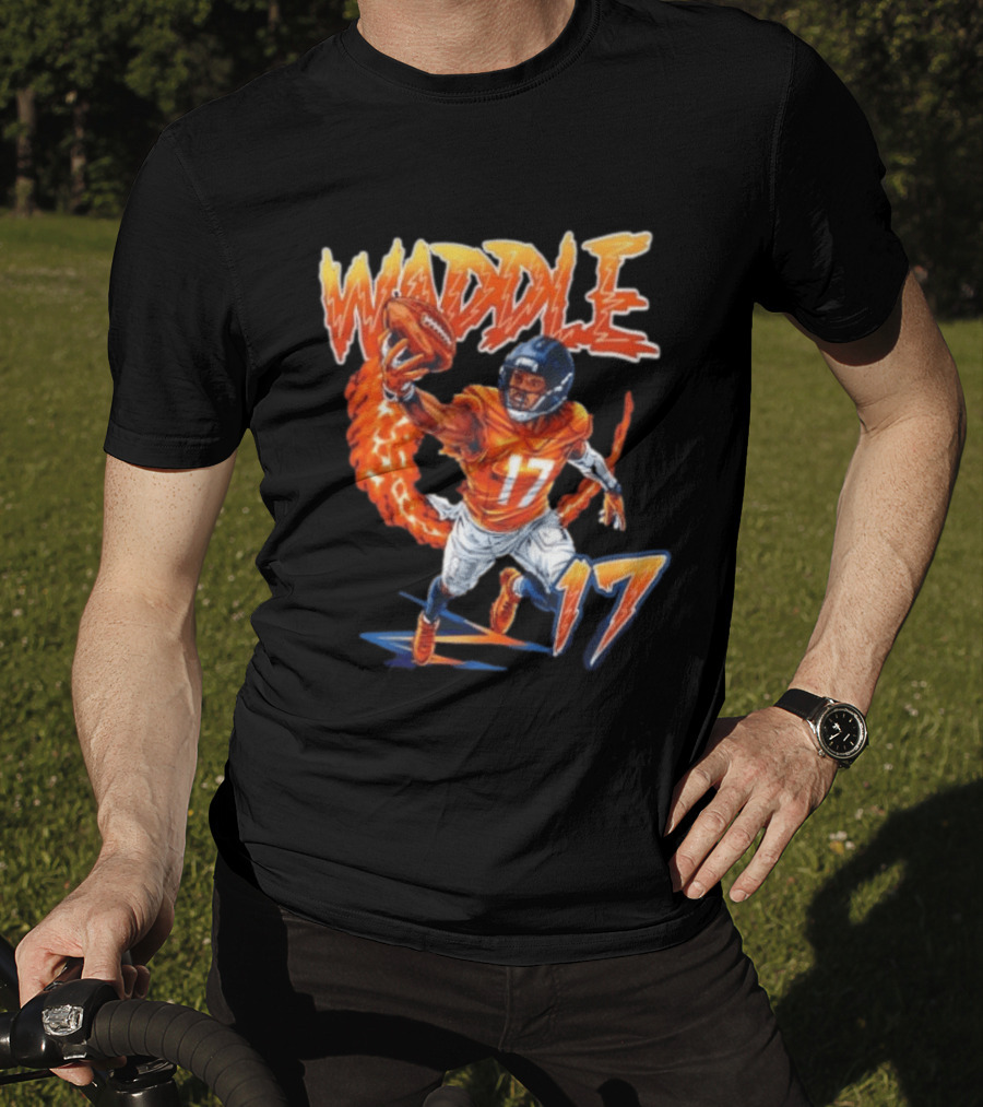 Waddle 17 Football Catch Orange And Blue Player T-Shirt