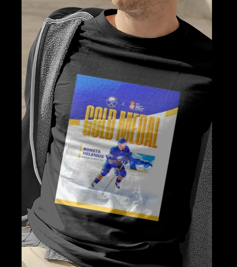 Konsta Helenius Team Finland 2023 Gold Medal Hockey T-Shirt
