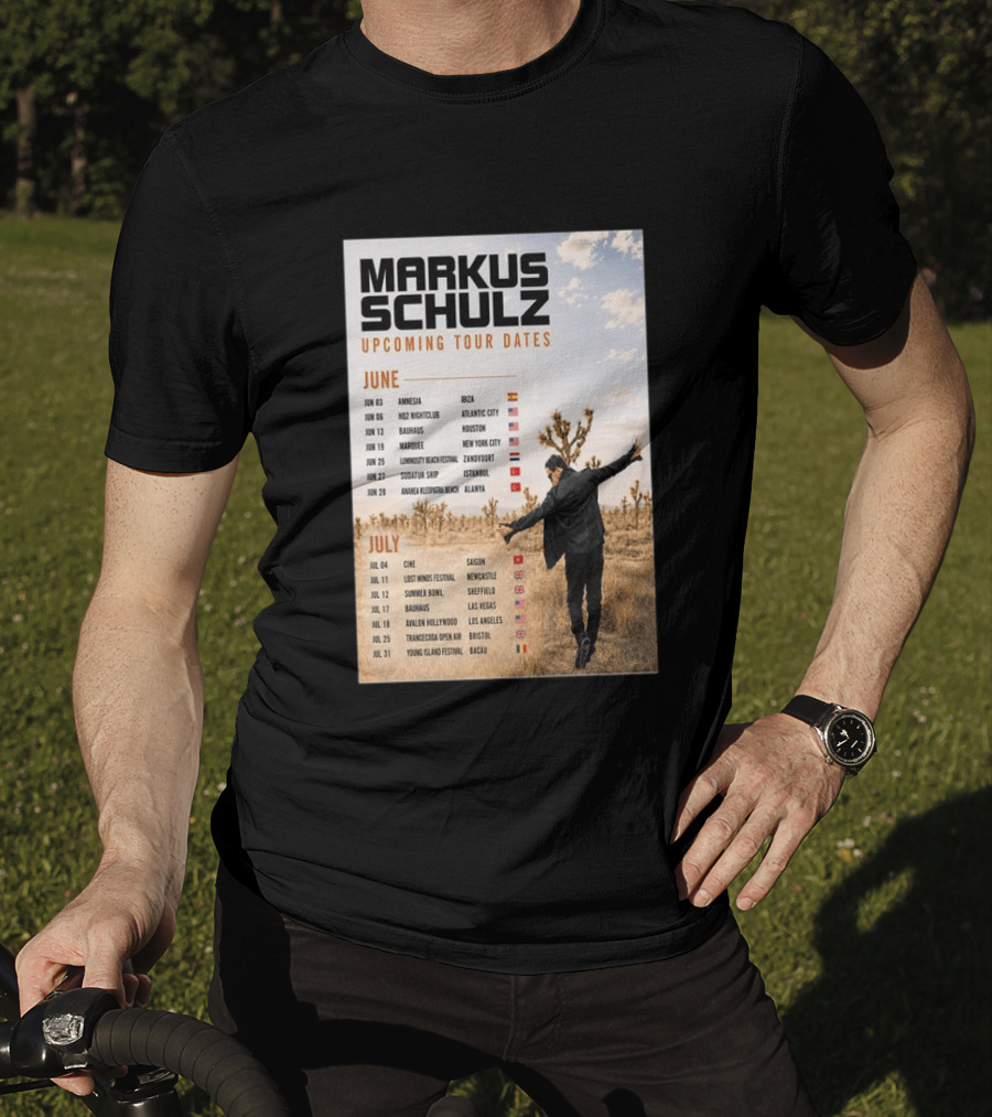 Markus Schulz Upcoming Tour Dates June July 2026 Ibiza Atlantic City Houston Las Vegas T-Shirt