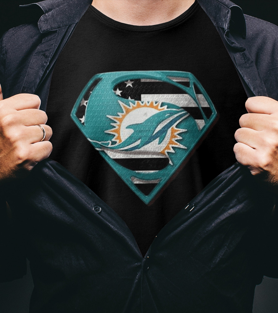 Miami Dolphins Superman Shield NFL Fan T-Shirt