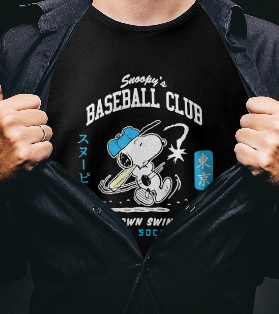 Snoopy Baseball Club Tokyo Go Down Swinging Riot Society T-Shirt