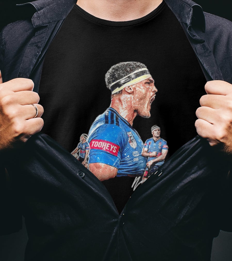 Tooheys Nathan Cleary NSW Blues Rugby Player Collage T-Shirt
