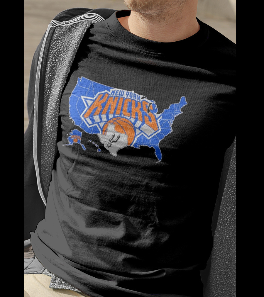 New York Knicks San Antonio Spurs USA Map T-Shirt