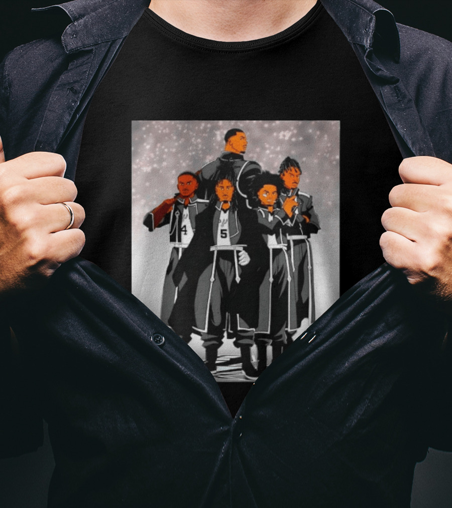San Antonio Spurs Anime Player Characters 4 5 Basketball Team T-Shirt