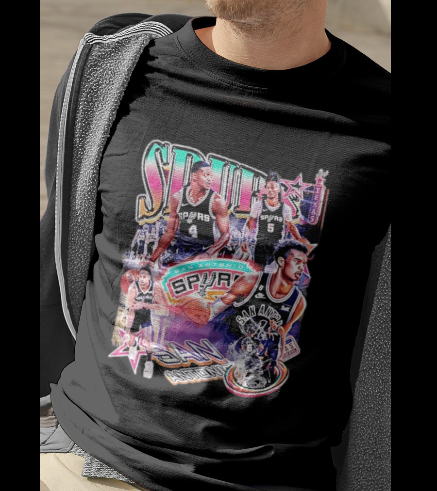 Spurs San Antonio Texas Basketball Players Collage T-Shirt