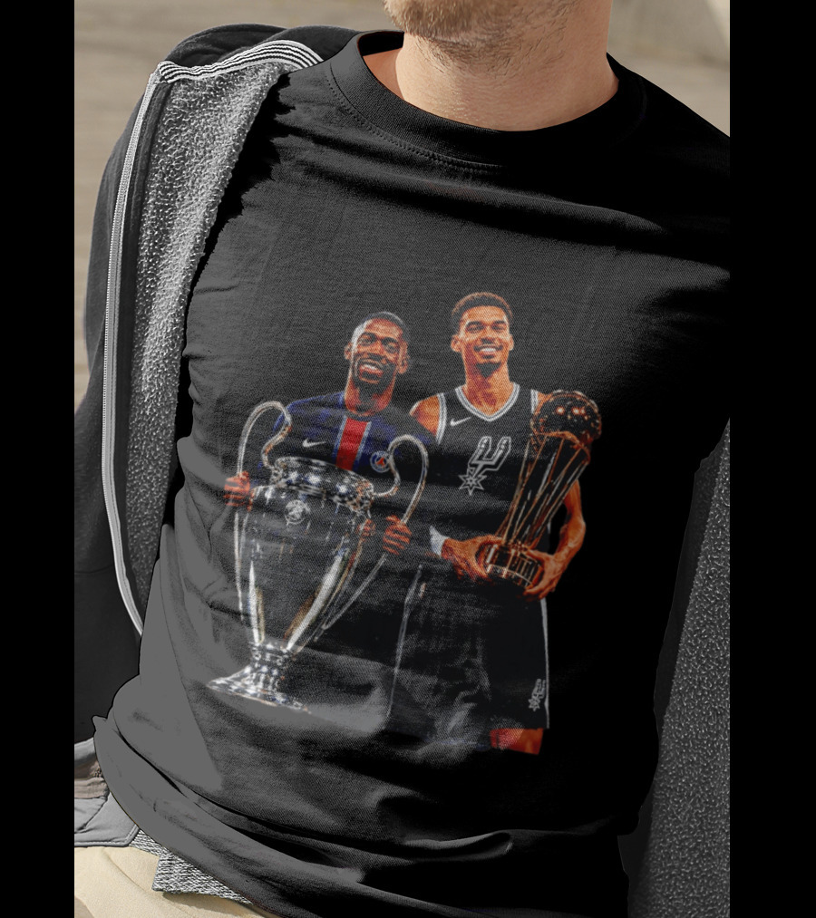 Ousmane Dembele PSG UEFA Champions League Victor Wembanyama San Antonio Spurs NBA Trophy T-Shirt