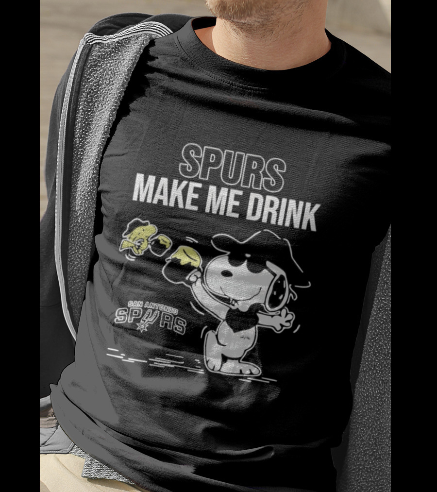 Snoopy Cowboy Spurs Make Me Drink San Antonio Spurs T-Shirt
