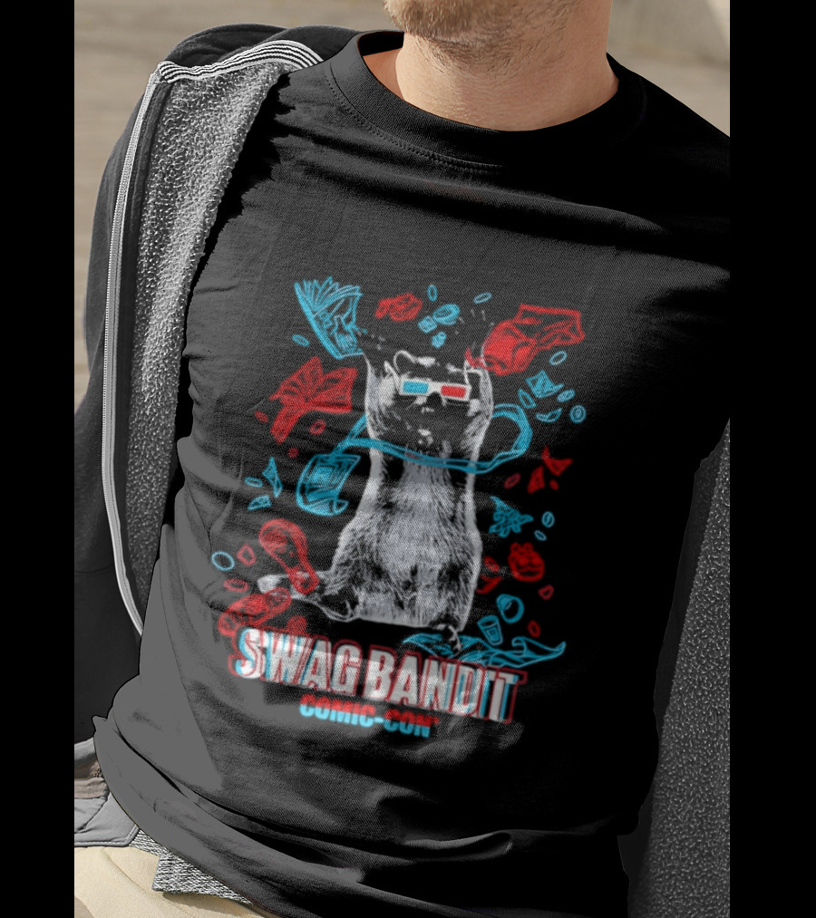Swag Bandit Comic Con Raccoon 3D Glasses T-Shirt