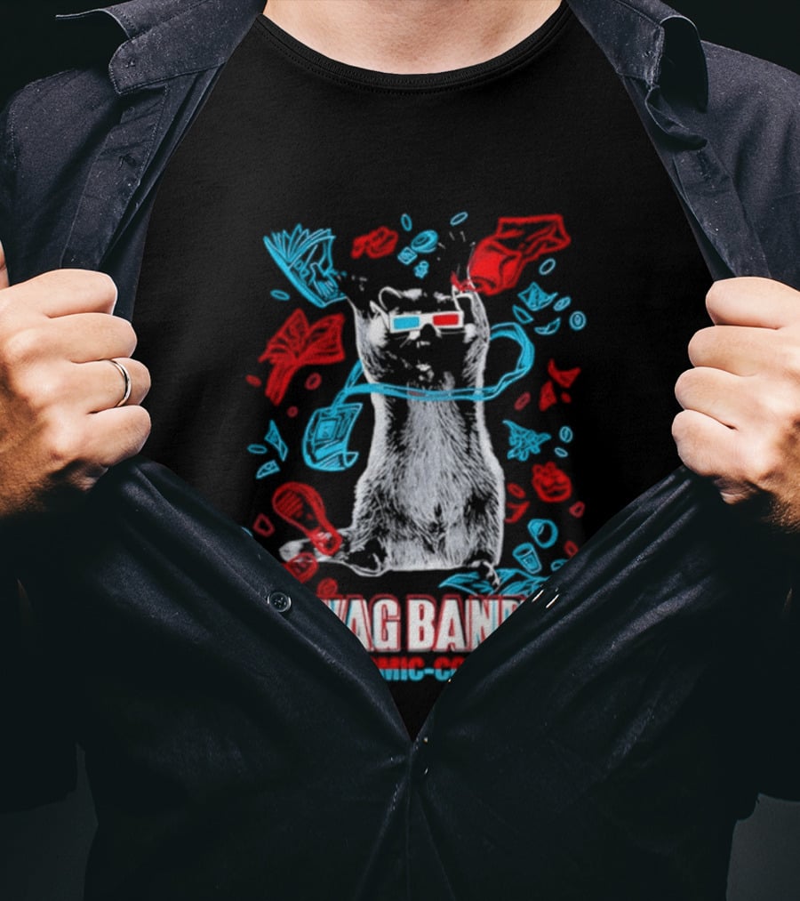 Swag Bandit Comic Con Raccoon 3D Glasses T-Shirt