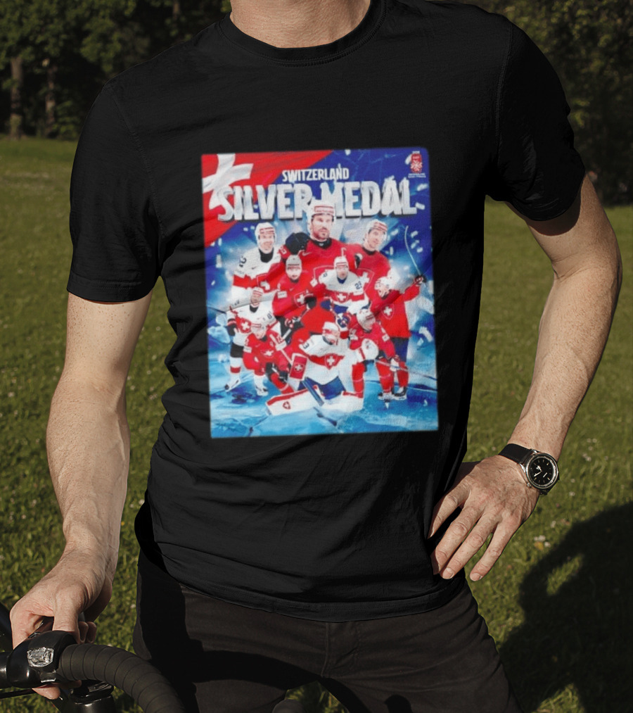 Switzerland Silver Medal 2026 IIHF Men's Ice Hockey Team Victory Celebration T-Shirt