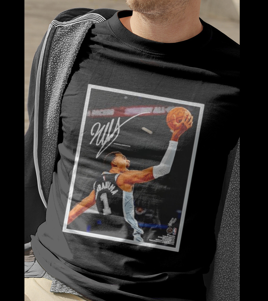 Victor Wembanyama Autographed San Antonio Spurs NBA Action Print Framed T-Shirt