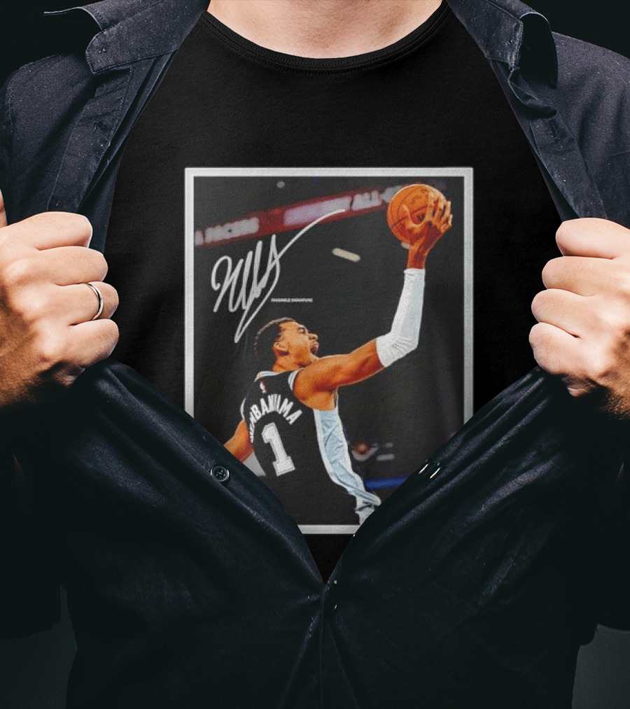 Victor Wembanyama Autographed San Antonio Spurs NBA Action Print Framed T-Shirt
