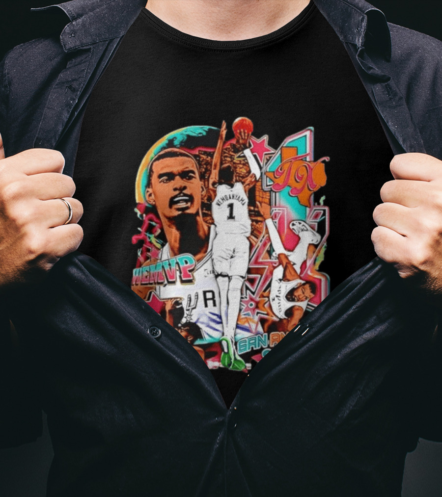 Wembanyama WEMVP San Antonio Spurs Basketball Action TX T-Shirt
