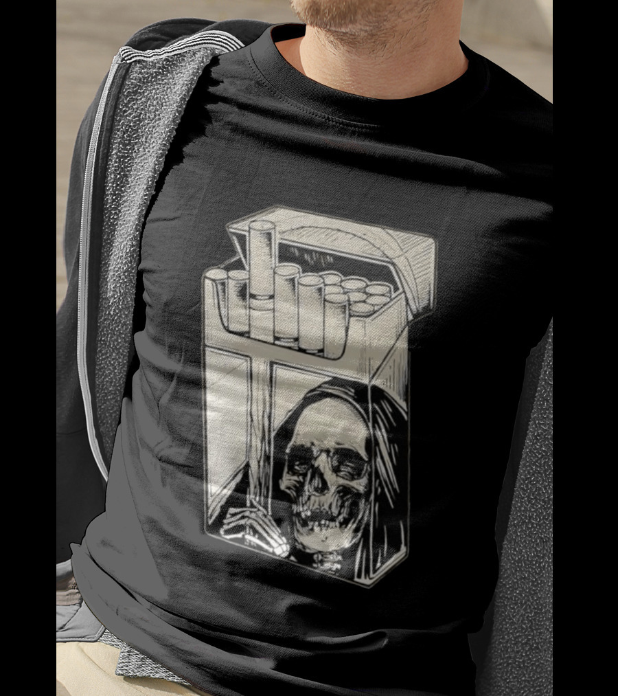 Grim Reaper Smoking Cigarette Pack T-Shirt