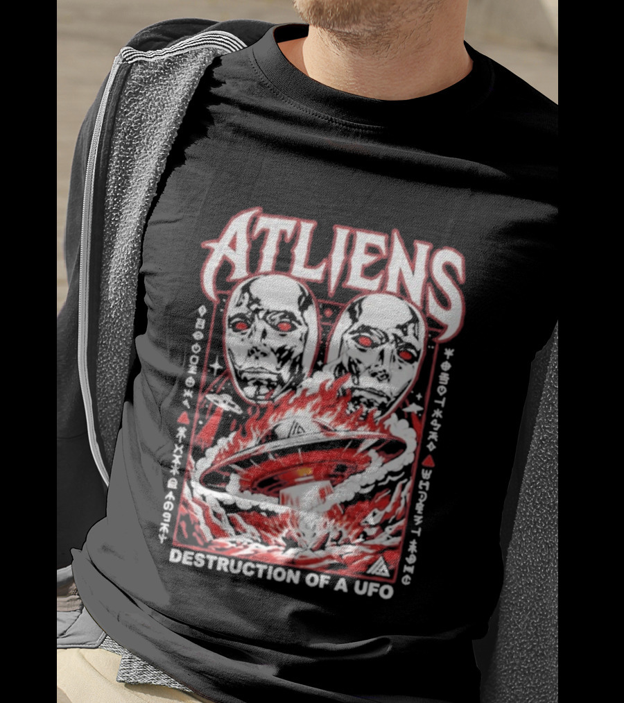 Atliens Room Six Destruction Of A UFO Attack Crew 4318 T-Shirt