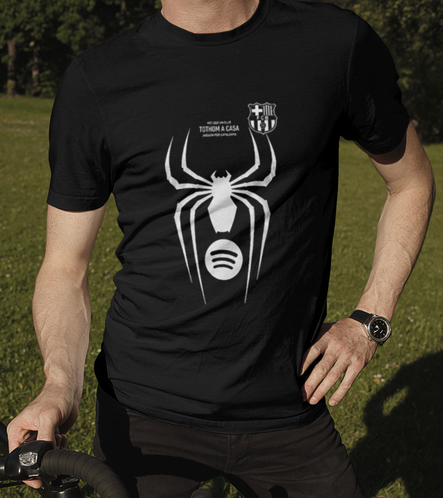 Barcelona Spider Man Venom Julian Alvarez Black Jersey Spotify T-Shirt