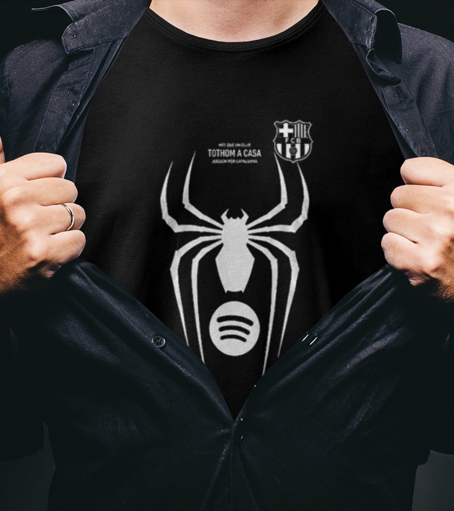 Barcelona Spider Man Venom Julian Alvarez Black Jersey Spotify T-Shirt