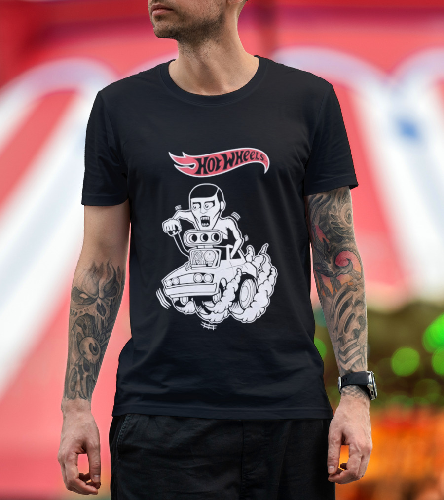 Hot Wheels Racing Car Driver Black Flame T-Shirt