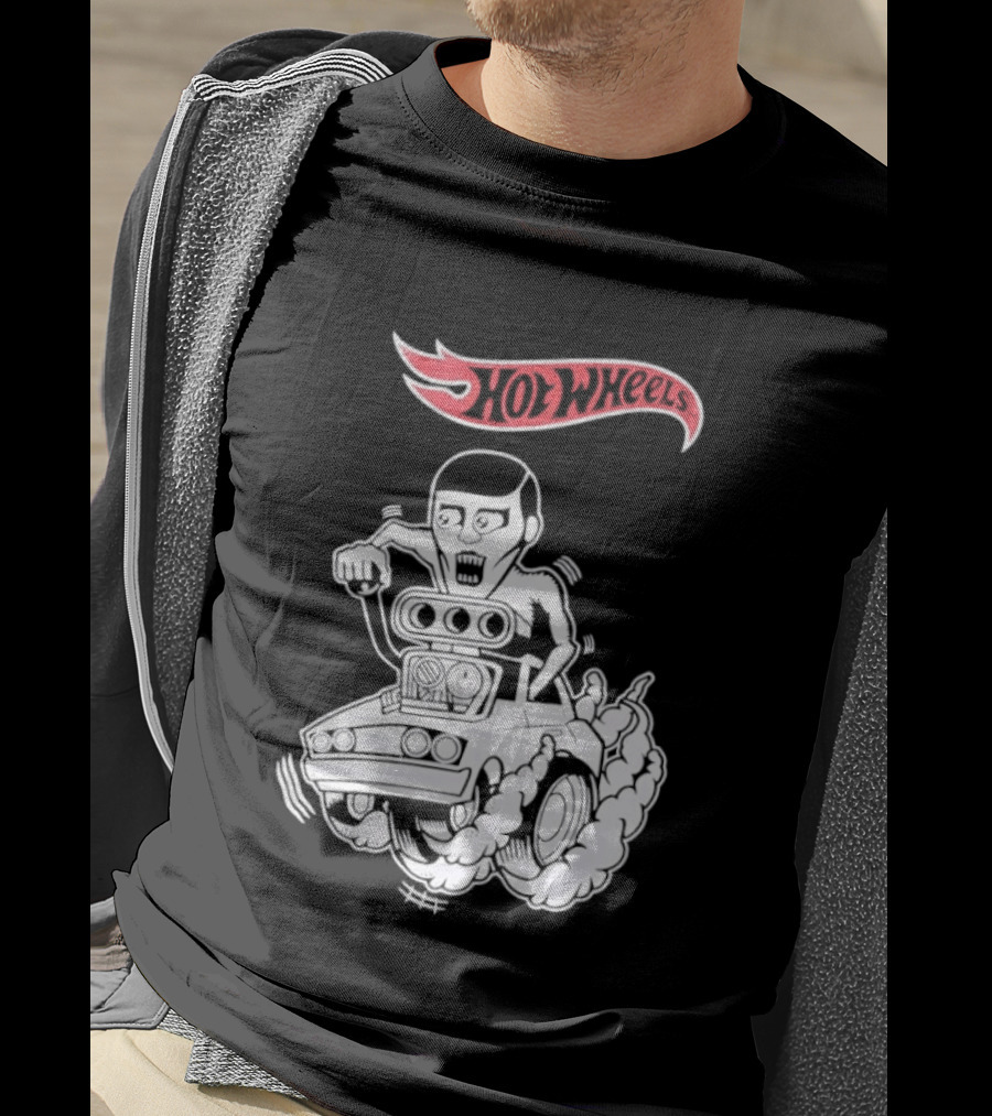 Hot Wheels Racing Car Driver Black Flame T-Shirt