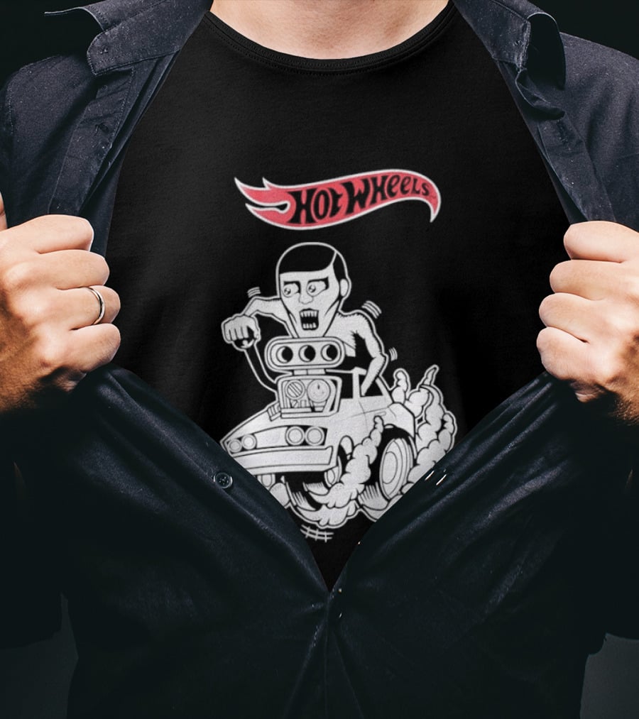 Hot Wheels Racing Car Driver Black Flame T-Shirt
