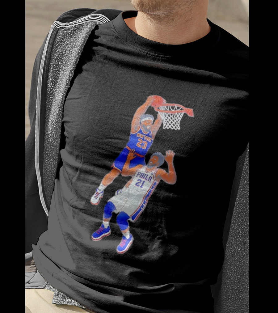 Pixel Art Basketball Dunk Mitchell Robinson New York 23 Joel Embiid PHILA 21 T-Shirt