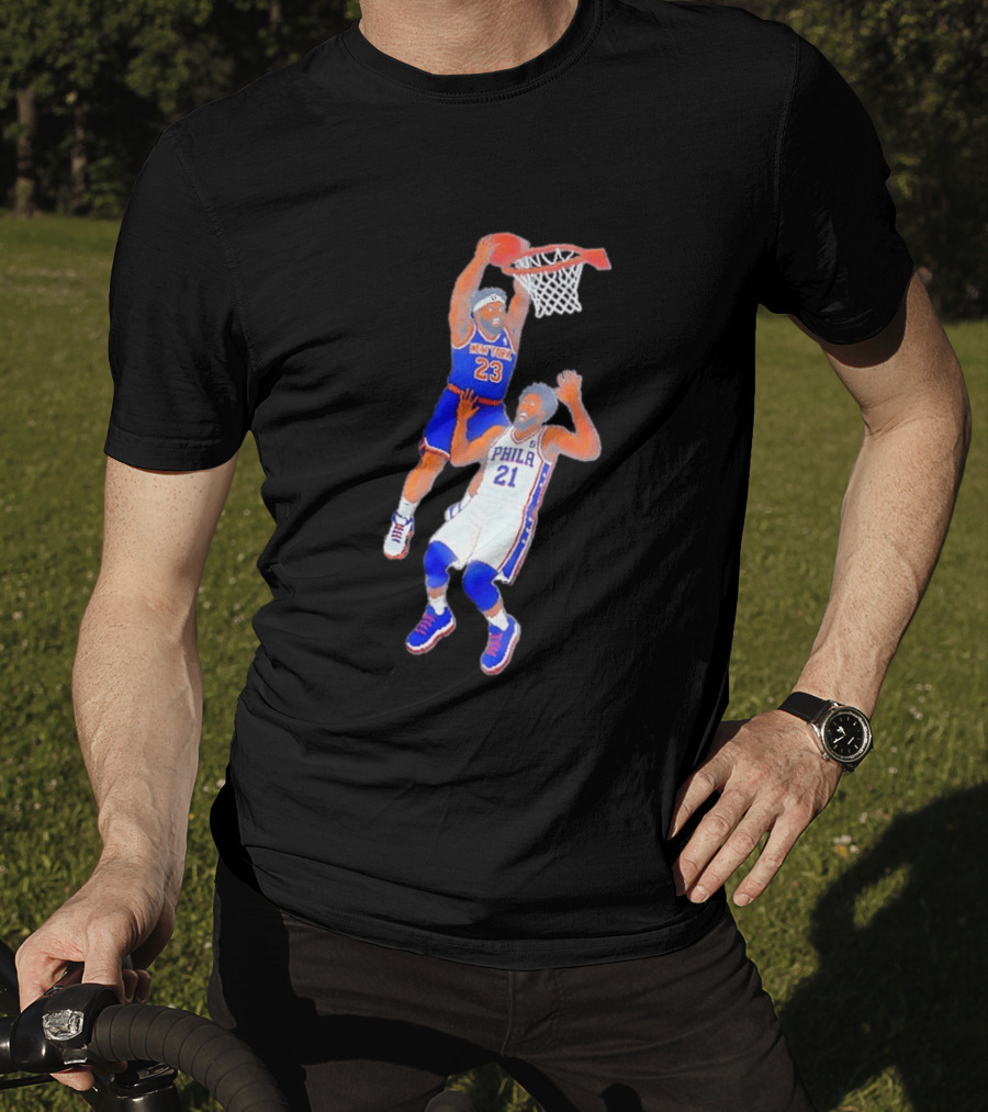 Pixel Art Basketball Dunk Mitchell Robinson New York 23 Joel Embiid PHILA 21 T-Shirt