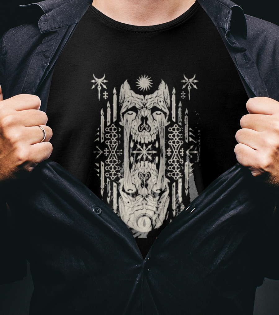 Bird Ov Prey Fire Ov The Mind Mystical Skull Candle Motif T-Shirt