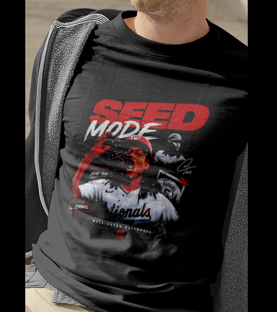 CJ Abrams Washington Nationals Seed Mode Baseball MLB Player Number 5 T-Shirt
