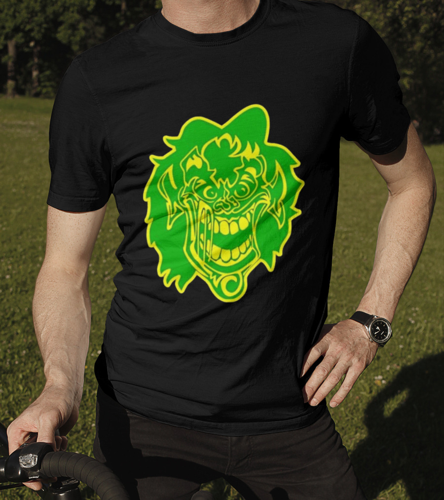 Insane Clown Posse Hatchetman Wicked Clown Face Neon Green Yellow T-Shirt