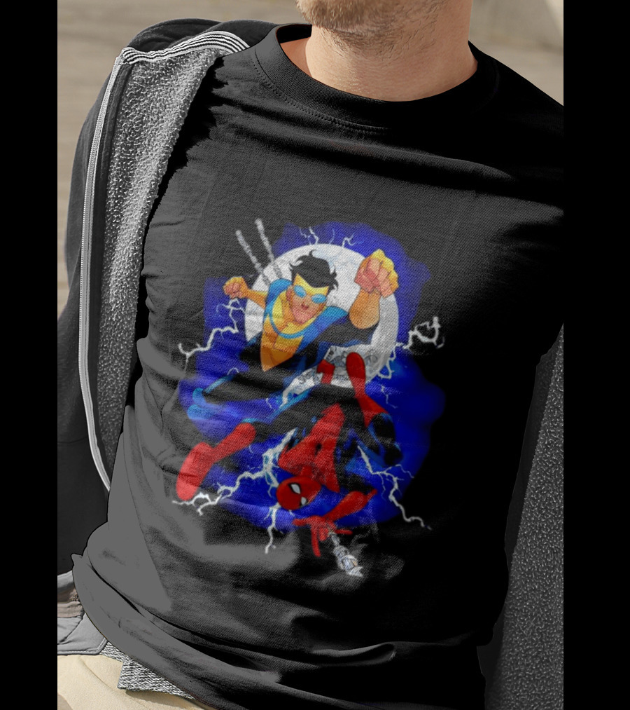 Invincible Spider Man Marvel Comics Crossover Action Hero Dynamic Duo T-Shirt