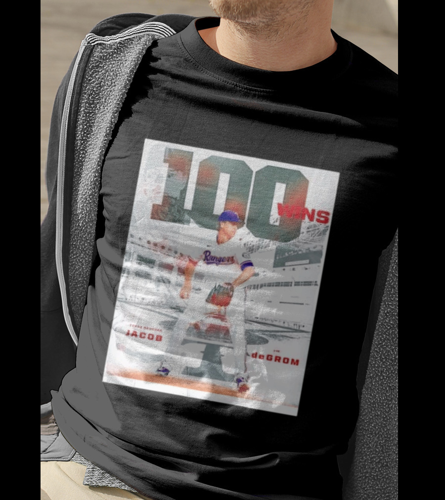 Texas Rangers Jacob DeGrom 100 Wins Achievement Baseball Celebration T-Shirt