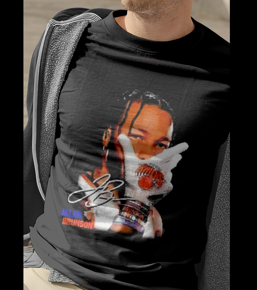 Jalen Brunson Knicks Gesture With Glove And JB Signature T-Shirt