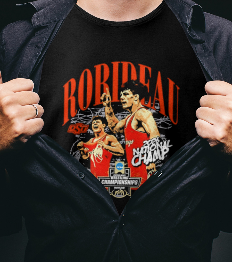 Landon Robideau Oklahoma State Wrestling 2026 National Champ Robideau NCAA T-Shirt