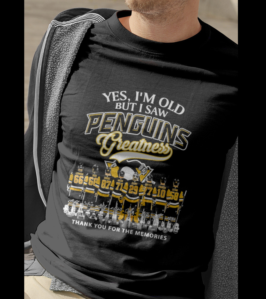 Yes I'm Old But I Saw Penguins Greatness Mario Lemieux Jaromir Jagr Sidney Crosby Evgeni Malkin Marc Andre Fleury T-Shirt