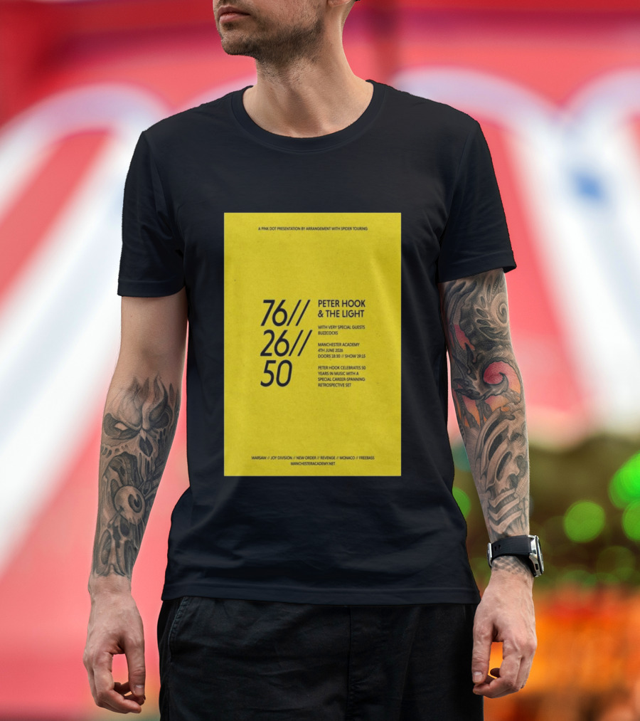 Peter Hook & The Light 76 26 50 Manchester Academy Buzzcocks Retrospective Set T-Shirt