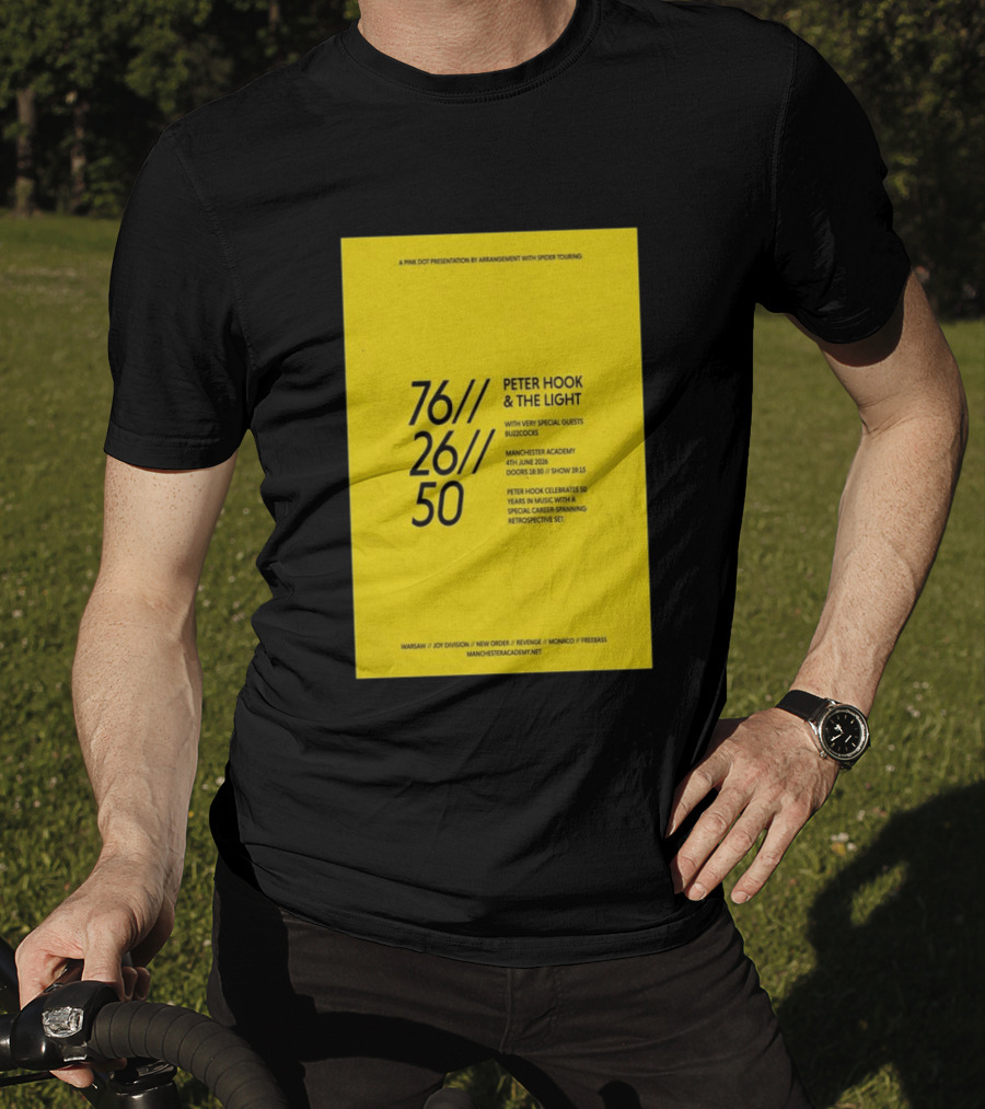 Peter Hook & The Light 76 26 50 Manchester Academy Buzzcocks Retrospective Set T-Shirt