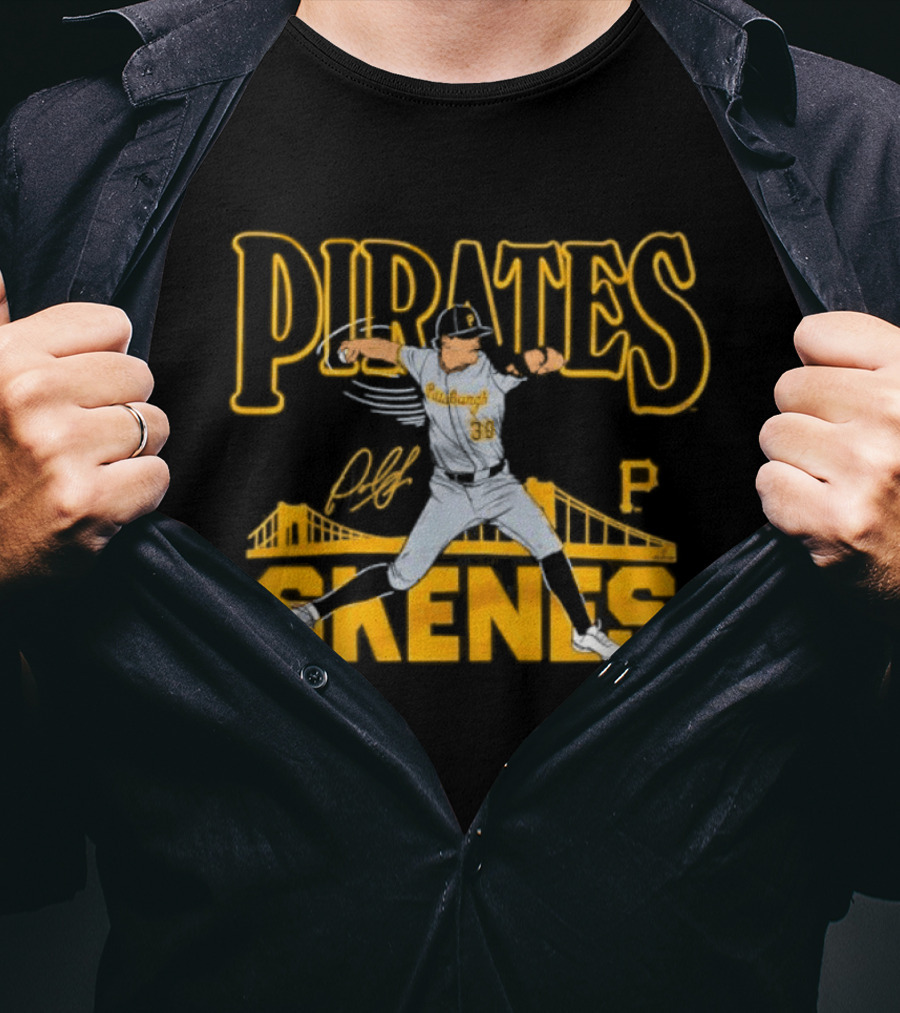 Pittsburgh Pirates Paul Skenes Signature Bridge T-Shirt