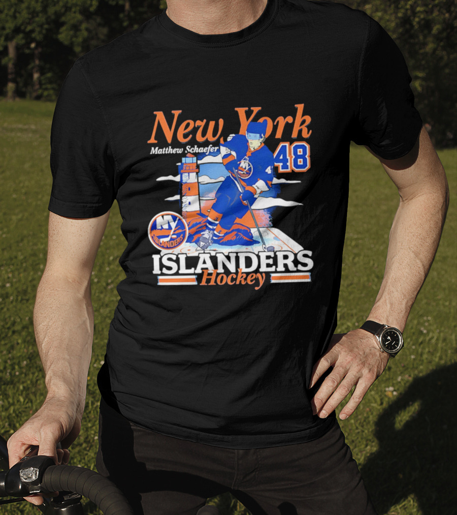 New York Islanders Matthew Schaefer 48 Hockey Team T-Shirt