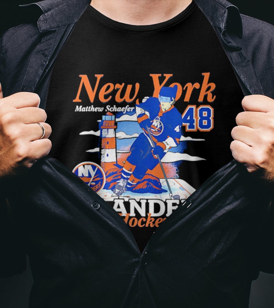 New York Islanders Matthew Schaefer 48 Hockey Team T-Shirt