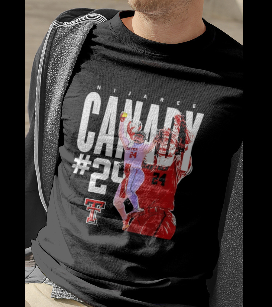 NiJaree Canady 24 Texas Tech Softball Player Pose With Team T-Shirt