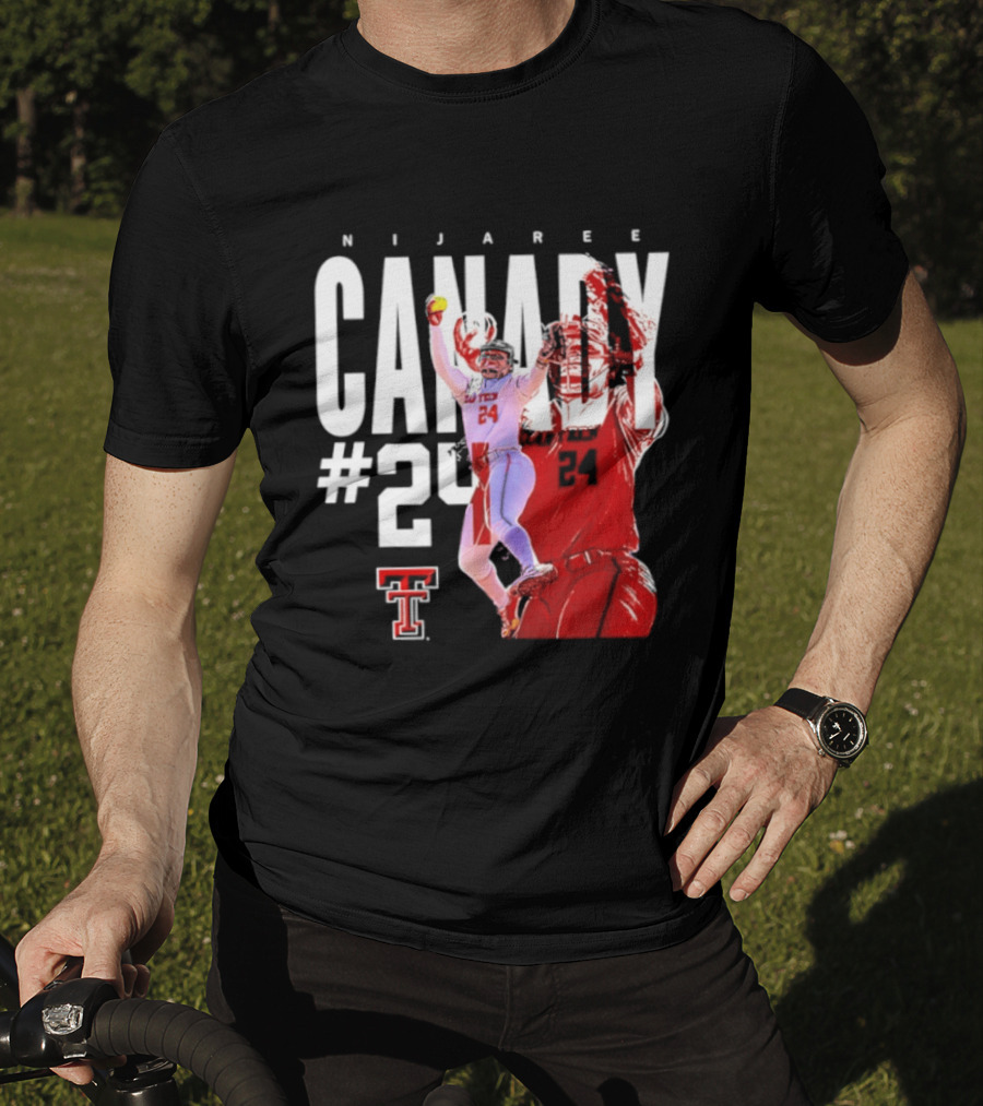 NiJaree Canady 24 Texas Tech Softball Player Pose With Team T-Shirt