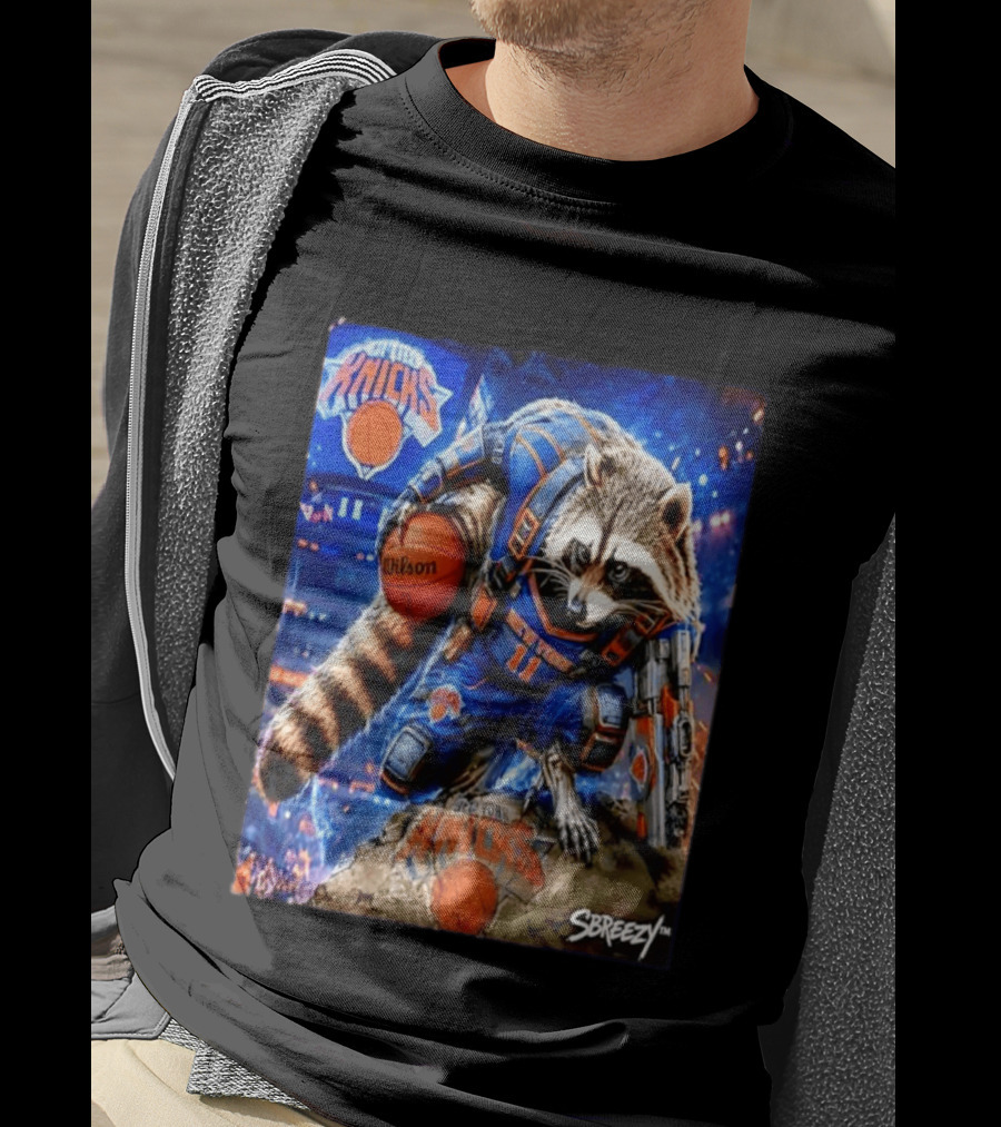 Rocket Raccoon New York Knicks NBA Basketball 11 S Breezy Wilson T-Shirt