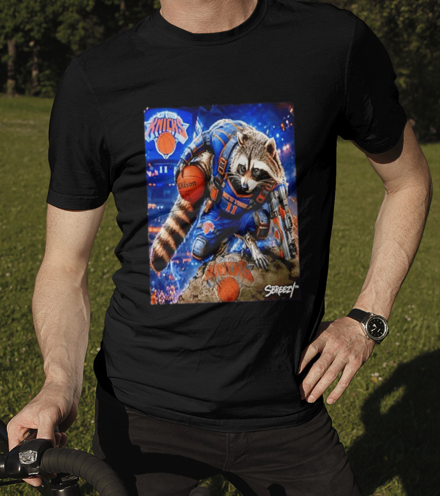 Rocket Raccoon New York Knicks NBA Basketball 11 S Breezy Wilson T-Shirt