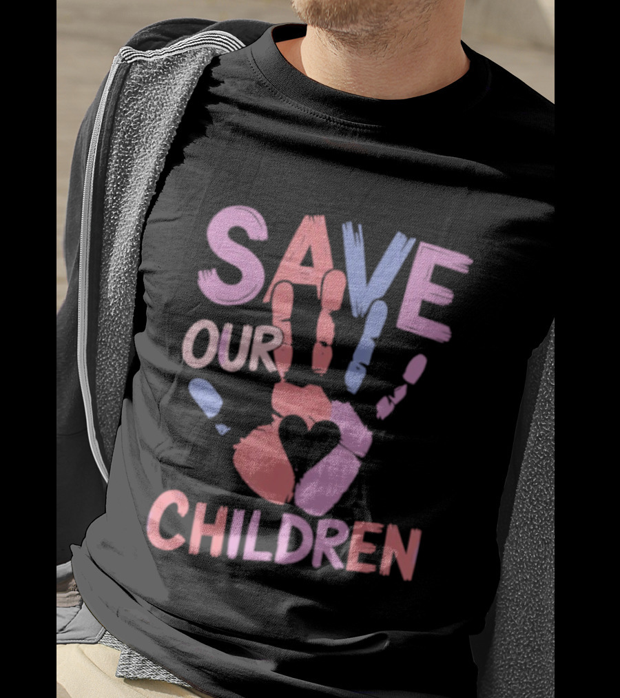 Save Our Children End Human Trafficking Awareness Handprint Heart T-Shirt