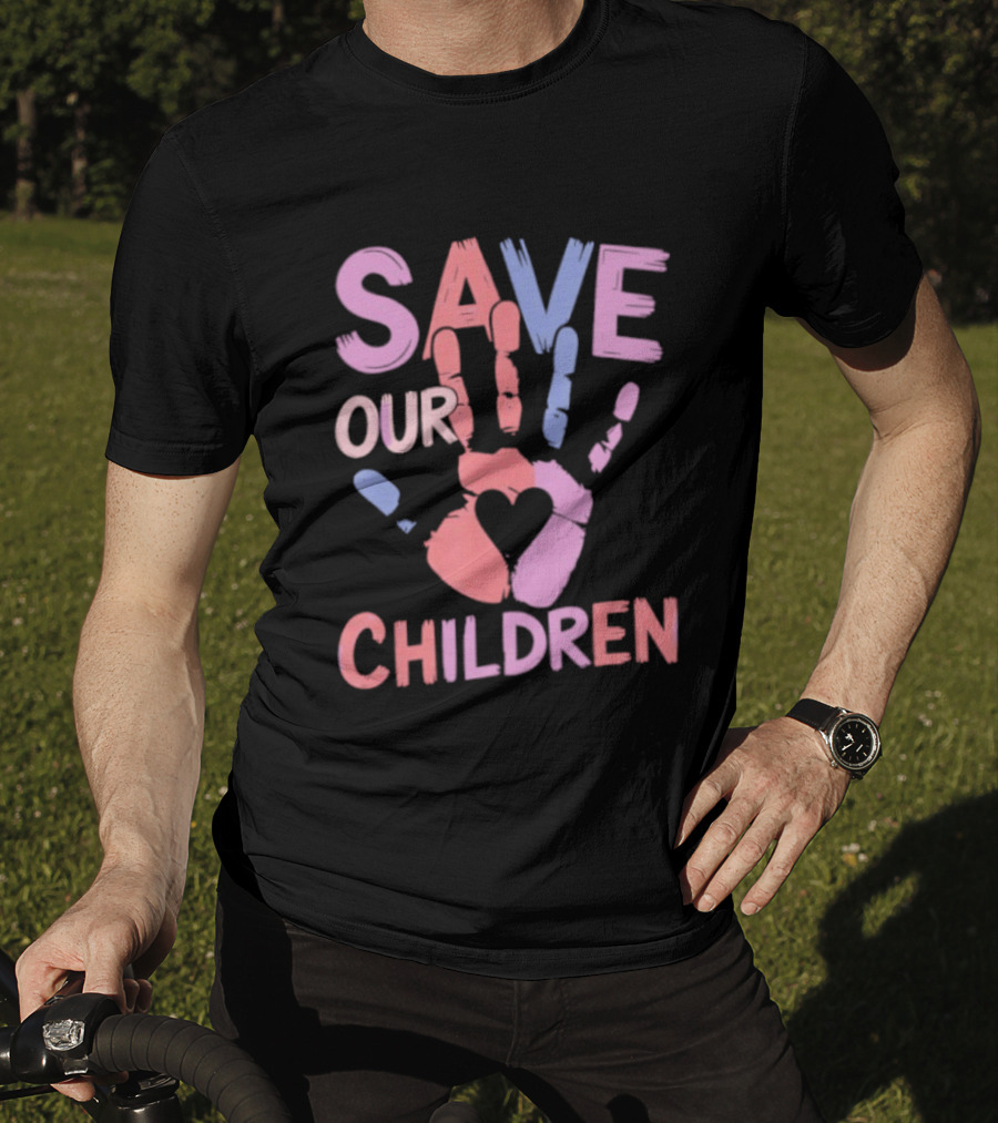 Save Our Children End Human Trafficking Awareness Handprint Heart T-Shirt