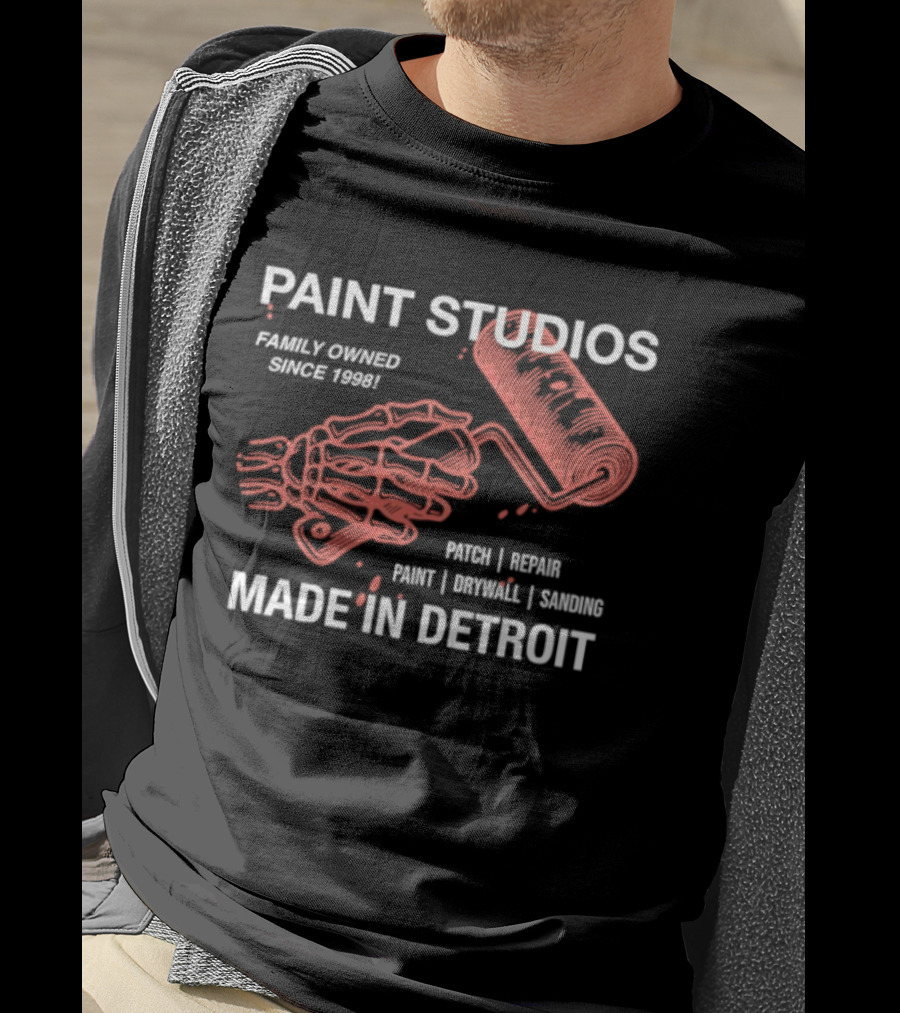 Paint Studios Family Owned Since 1998 Patch Denim Print Upholstery Sewing Made In Detroit T-Shirt