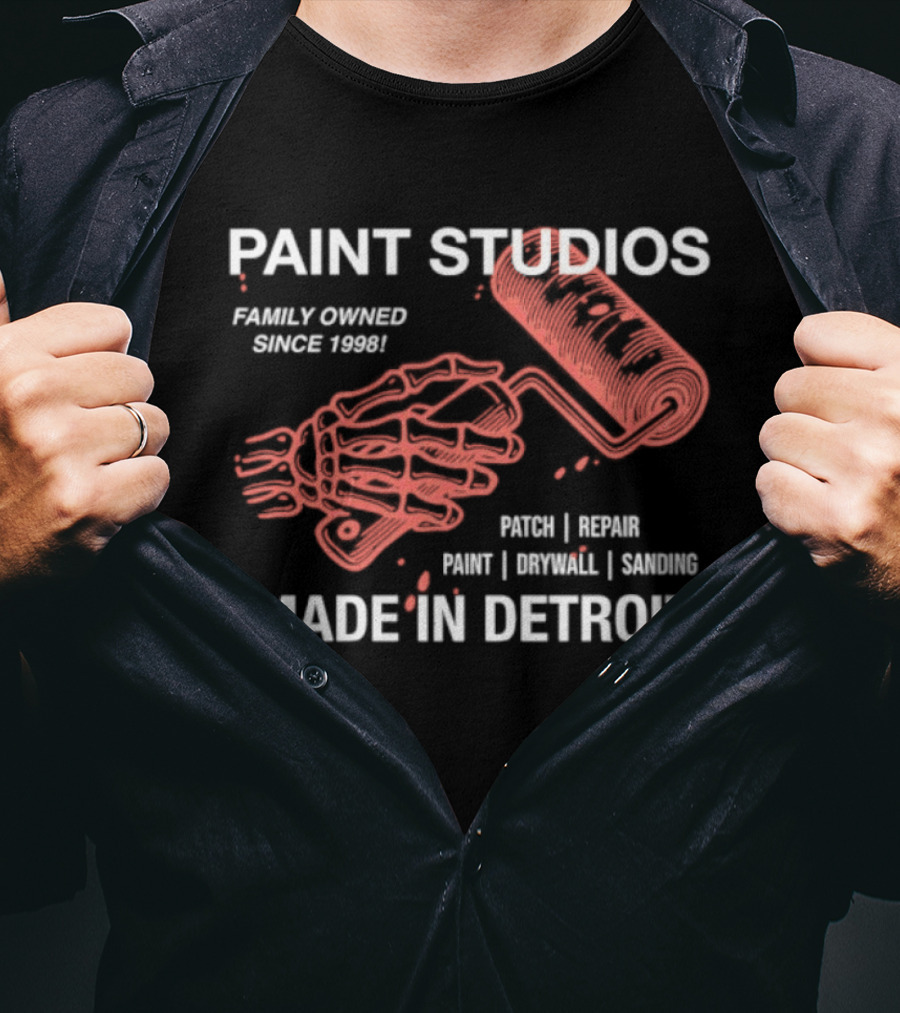 Paint Studios Family Owned Since 1998 Patch Denim Print Upholstery Sewing Made In Detroit T-Shirt