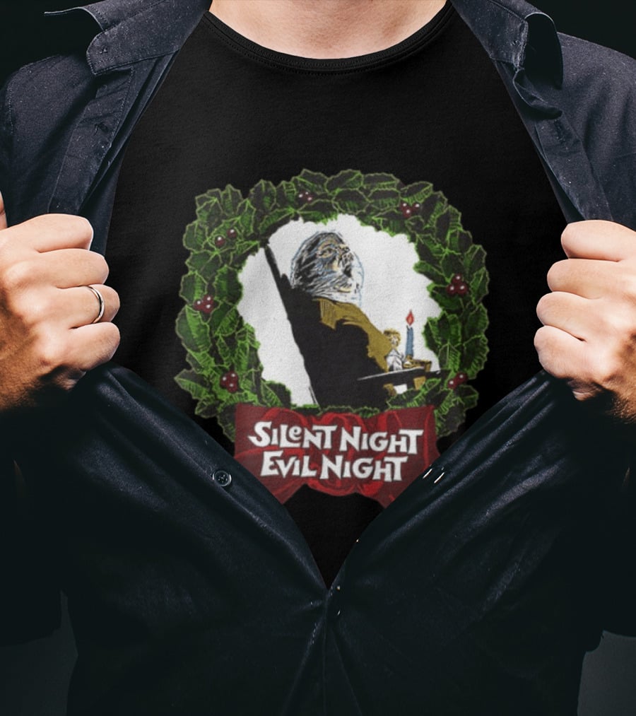 Silent Night Evilnight If This Picture Doesn’t Make Your Skin Crawl It’s On Too Tight 2 Sided T-Shirt