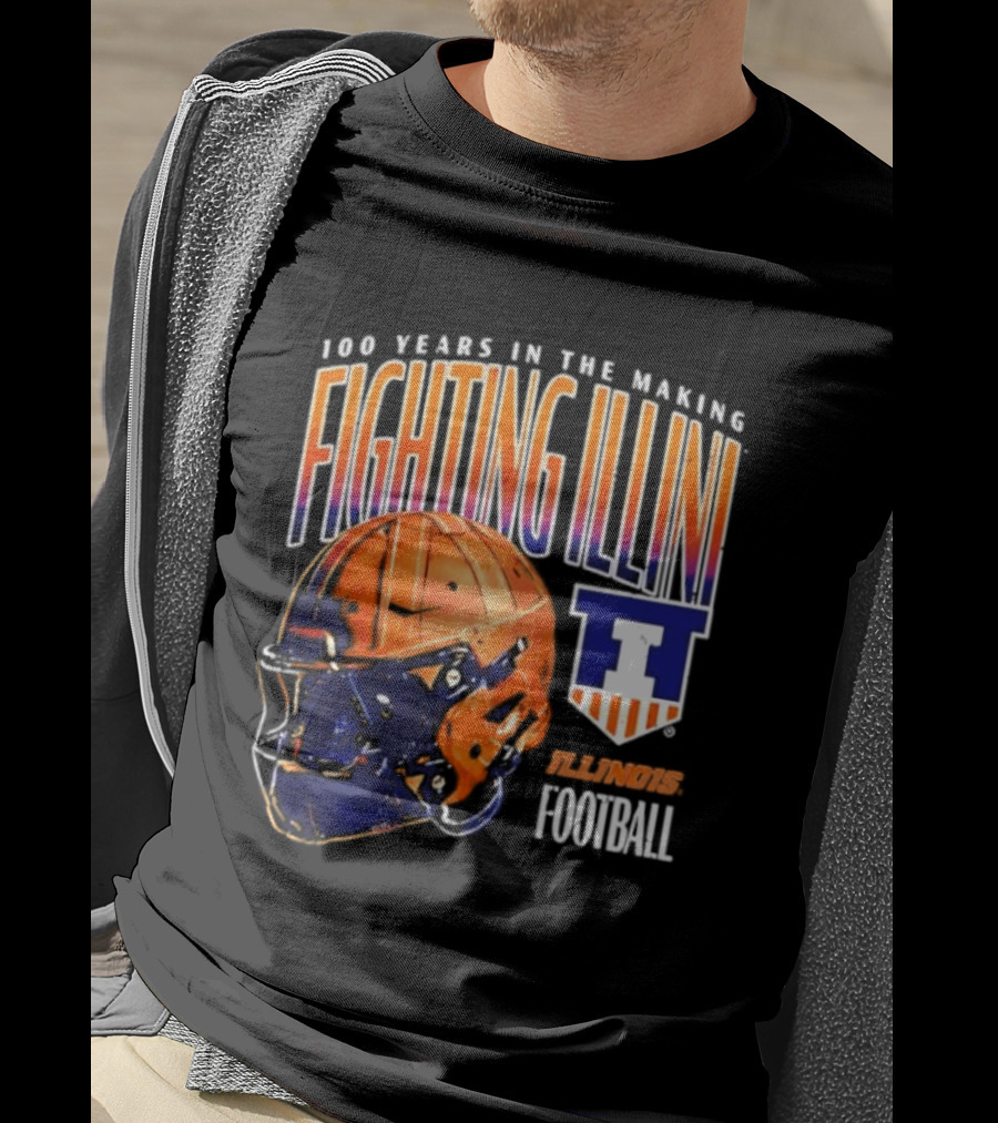 Fighting Illini 100 Years In The Making 2023 Illinois Football Helmet T-Shirt